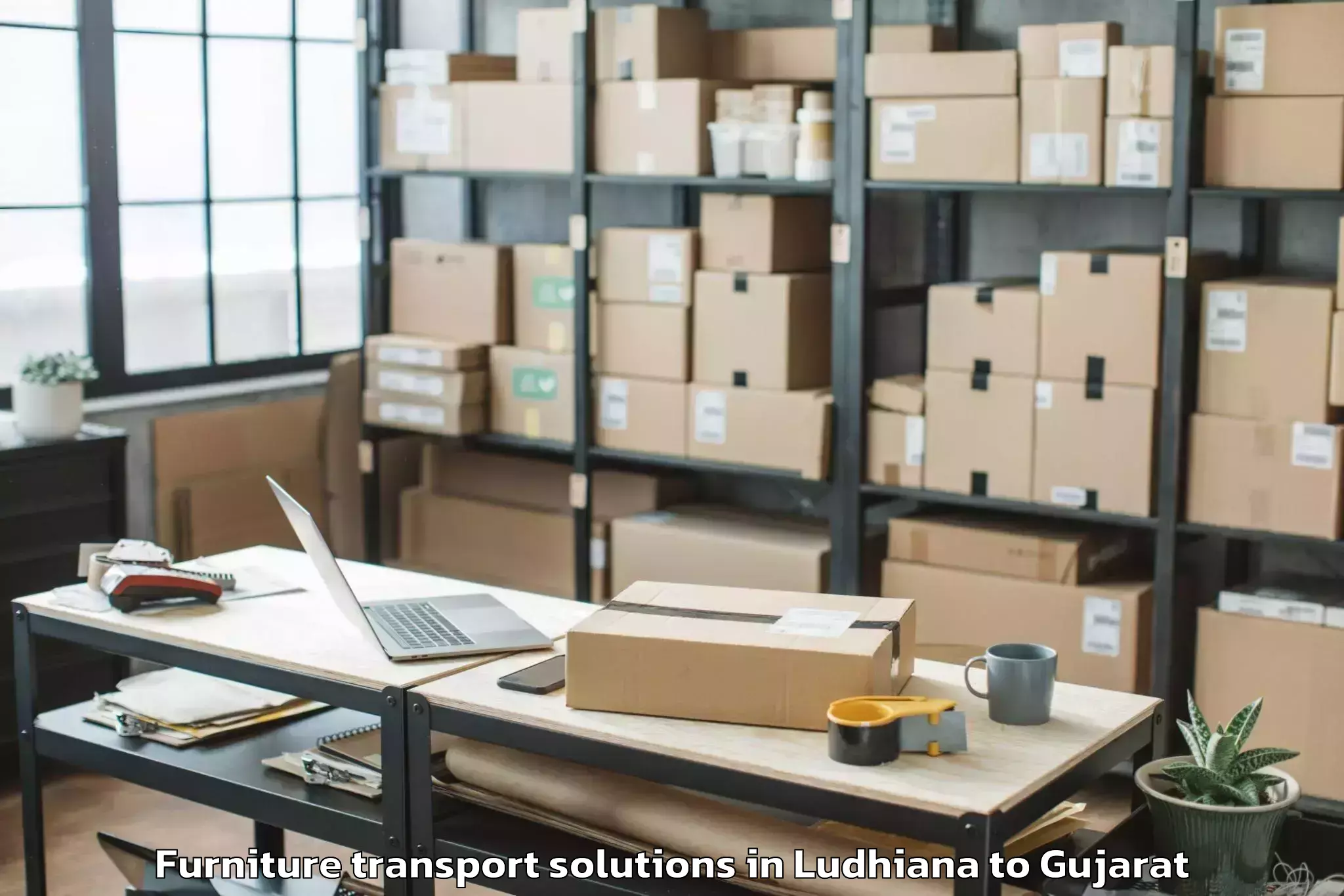 Hassle-Free Ludhiana to Hansot Furniture Transport Solutions